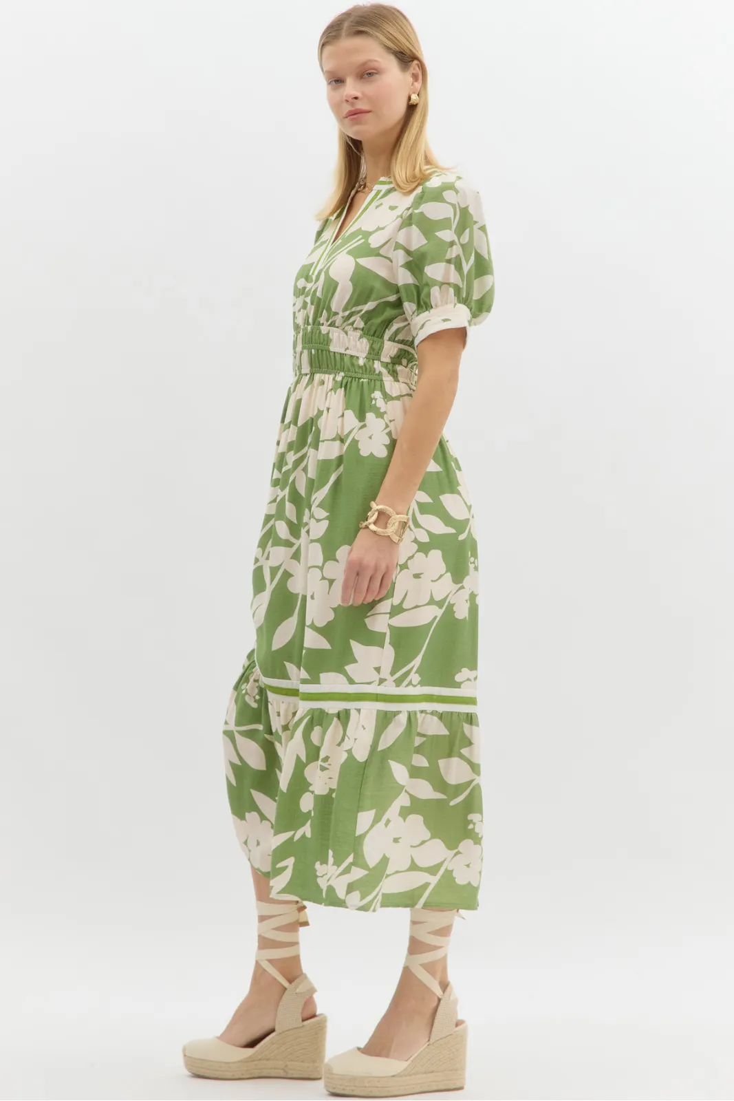 Meryl Floral Puff Sleeve Midi Dress sold by fab'rik product image thumbnail 2