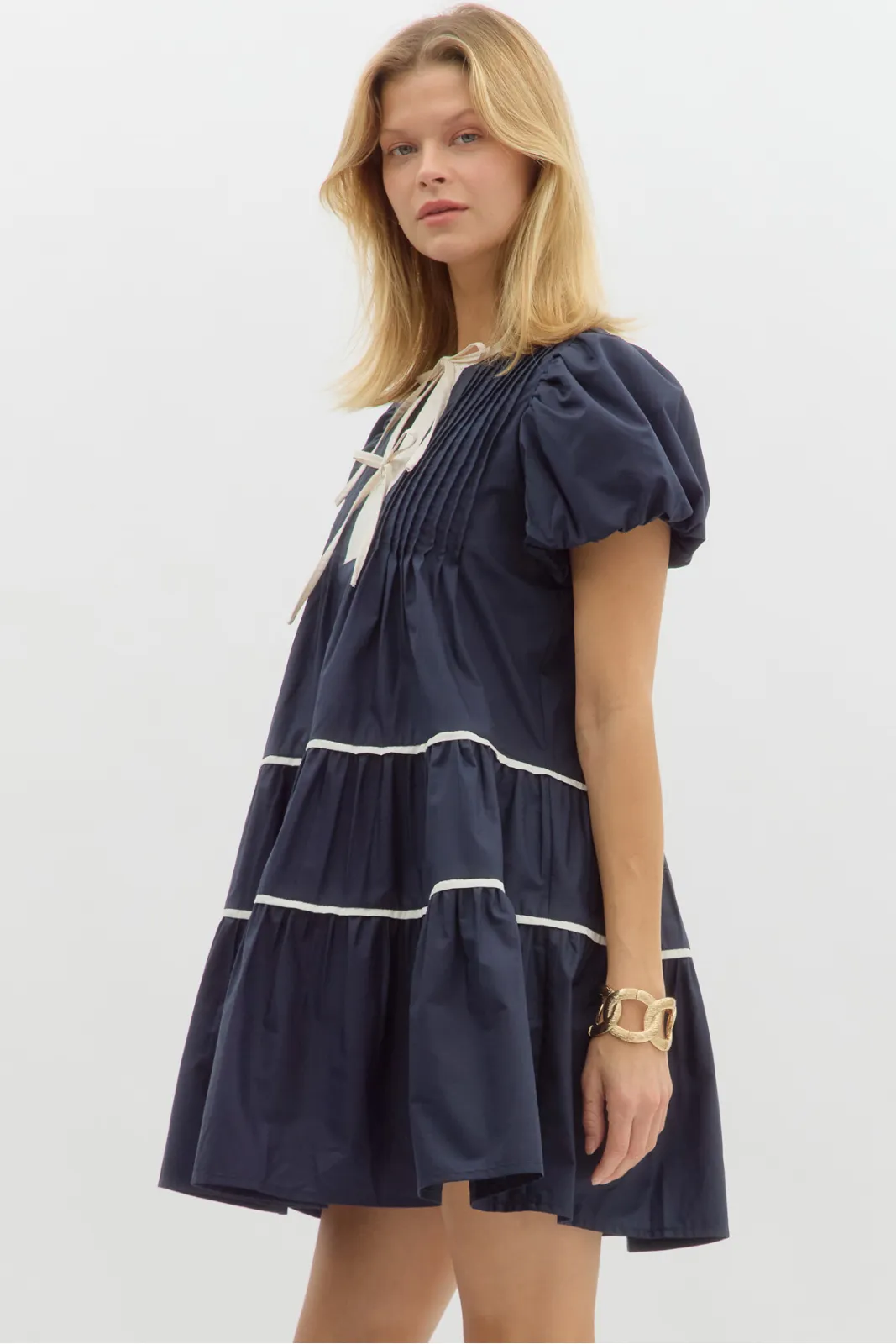 Maeve Tie Puff Sleeve Dress sold by fab'rik product image thumbnail 2