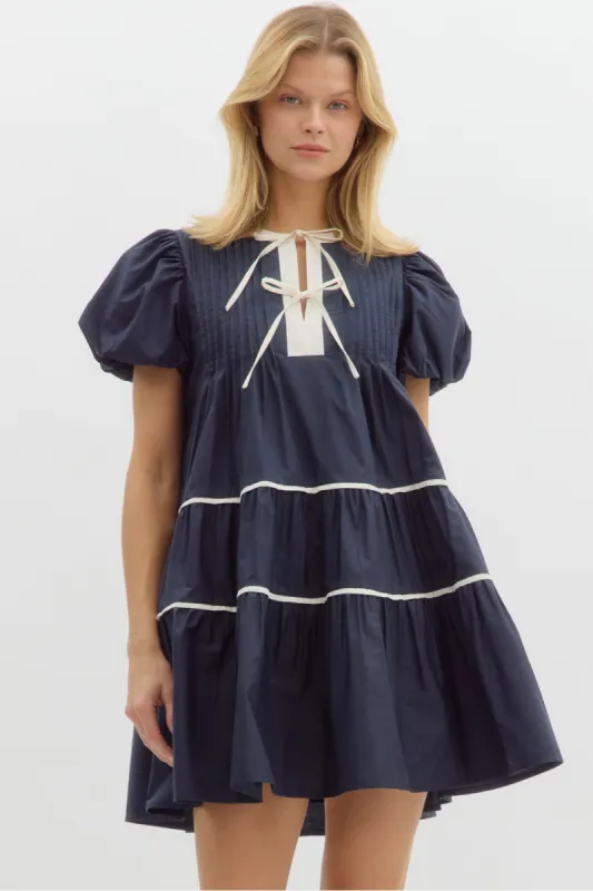 Maeve Tie Puff Sleeve Dress sold by fab'rik