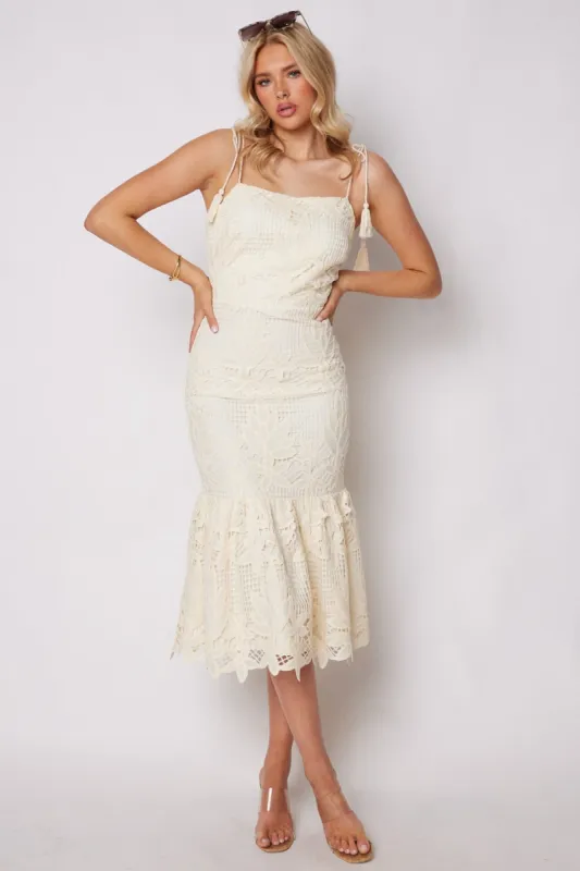 Lillian Crochet Lace Midi Dress sold by fab'rik