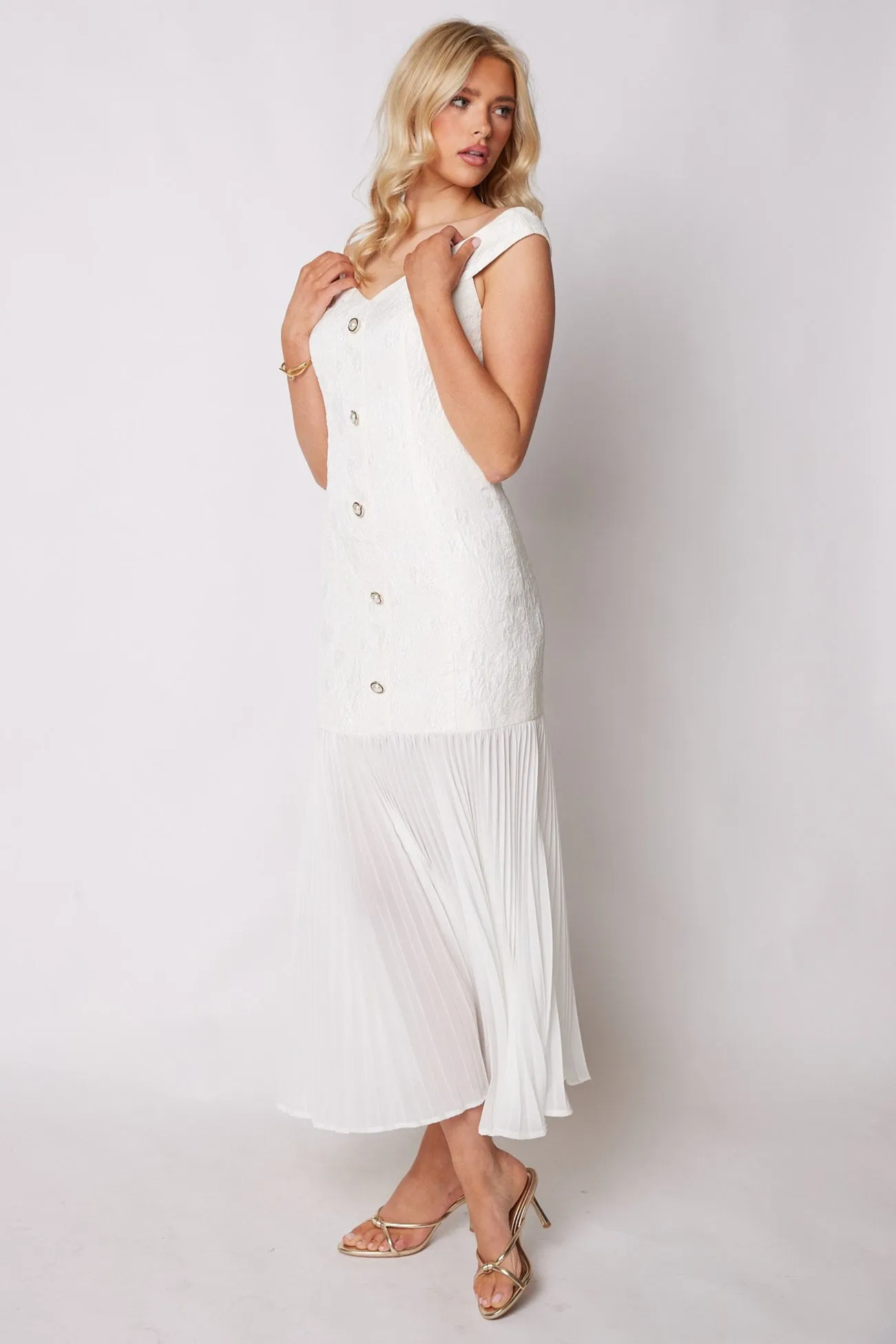 Caroline Button Down Pleated Bottom Maxi Dress sold by fab'rik product image thumbnail 3