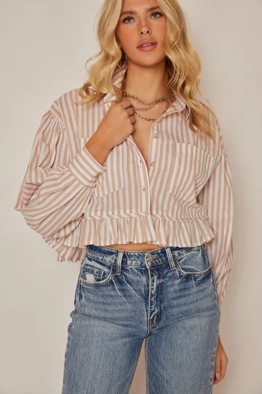 Stevie Frilly Striped Blouse sold by fab'rik