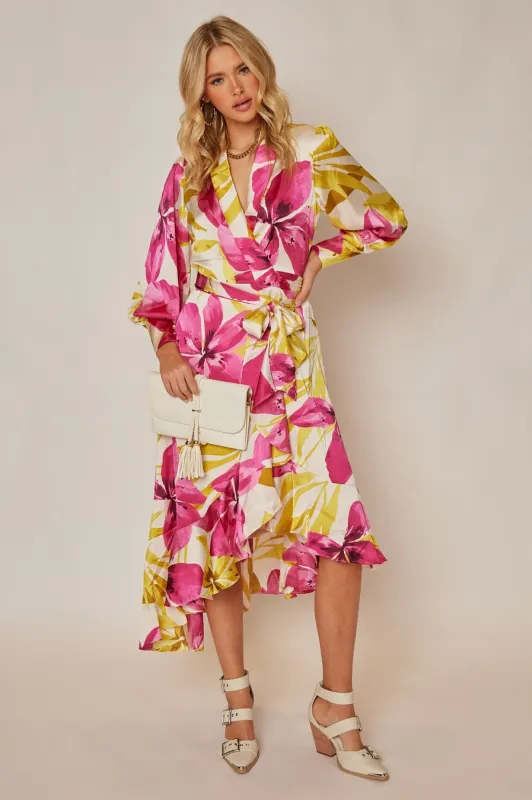 Marin Floral Wrap Midi Dress sold by fab'rik