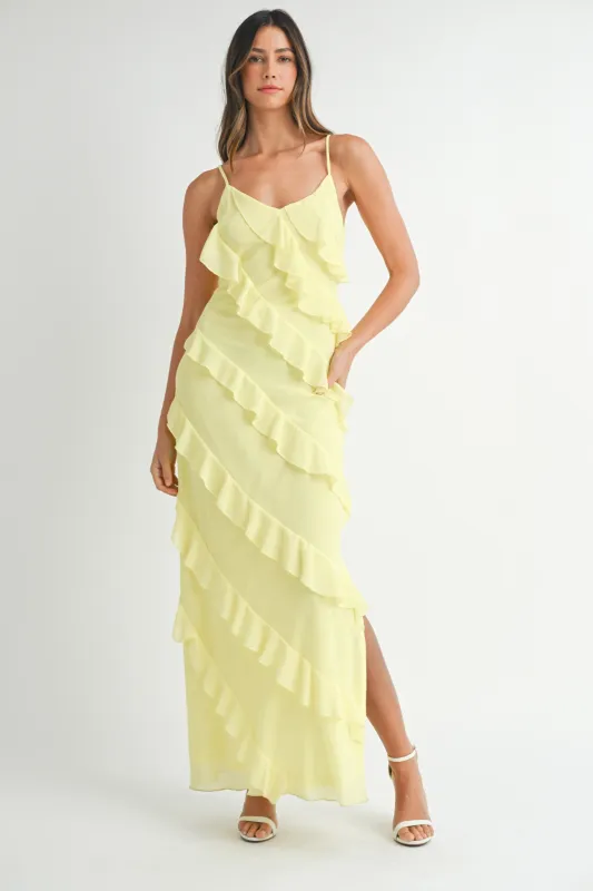 Nina Ruffle Tiered Maxi Dress sold by fab'rik