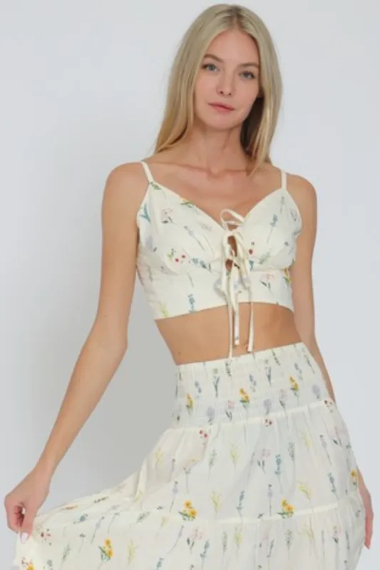 SALE - Mary-Anne Floral Tie Front Crop Top sold by fab'rik