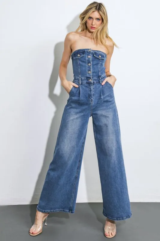 SALE - Maria Denim Jumpsuit sold by fab'rik
