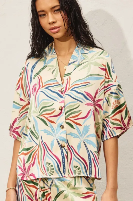 Jonah Printed Collared Top sold by fab'rik