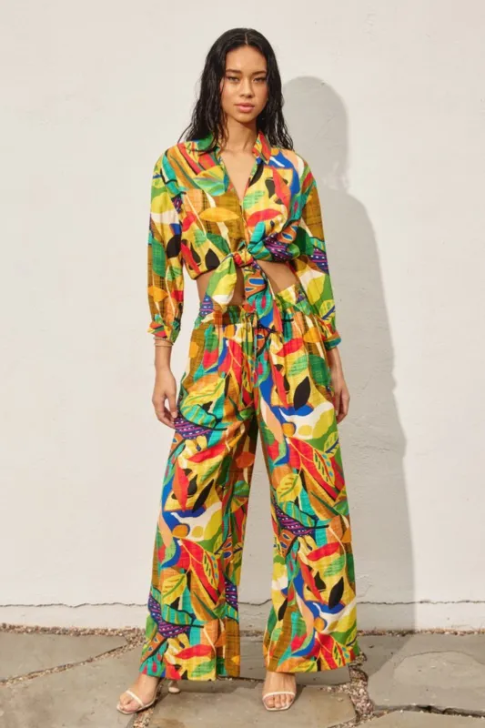 Jalen Printed Tie Detail Pants sold by fab'rik