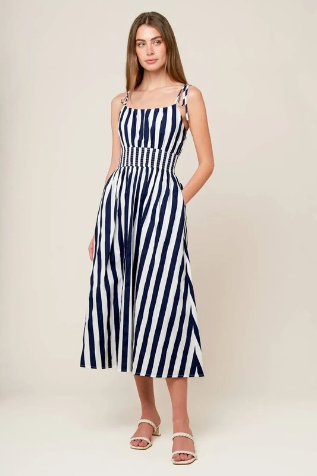 Bennet Striped Midi Dress sold by fab'rik