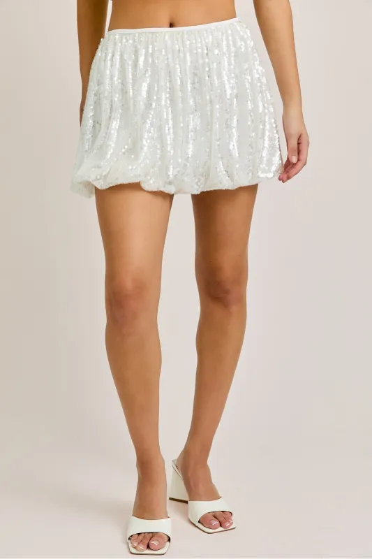 Millie Sequin Bubble Hem Mini Skirt sold by fab'rik