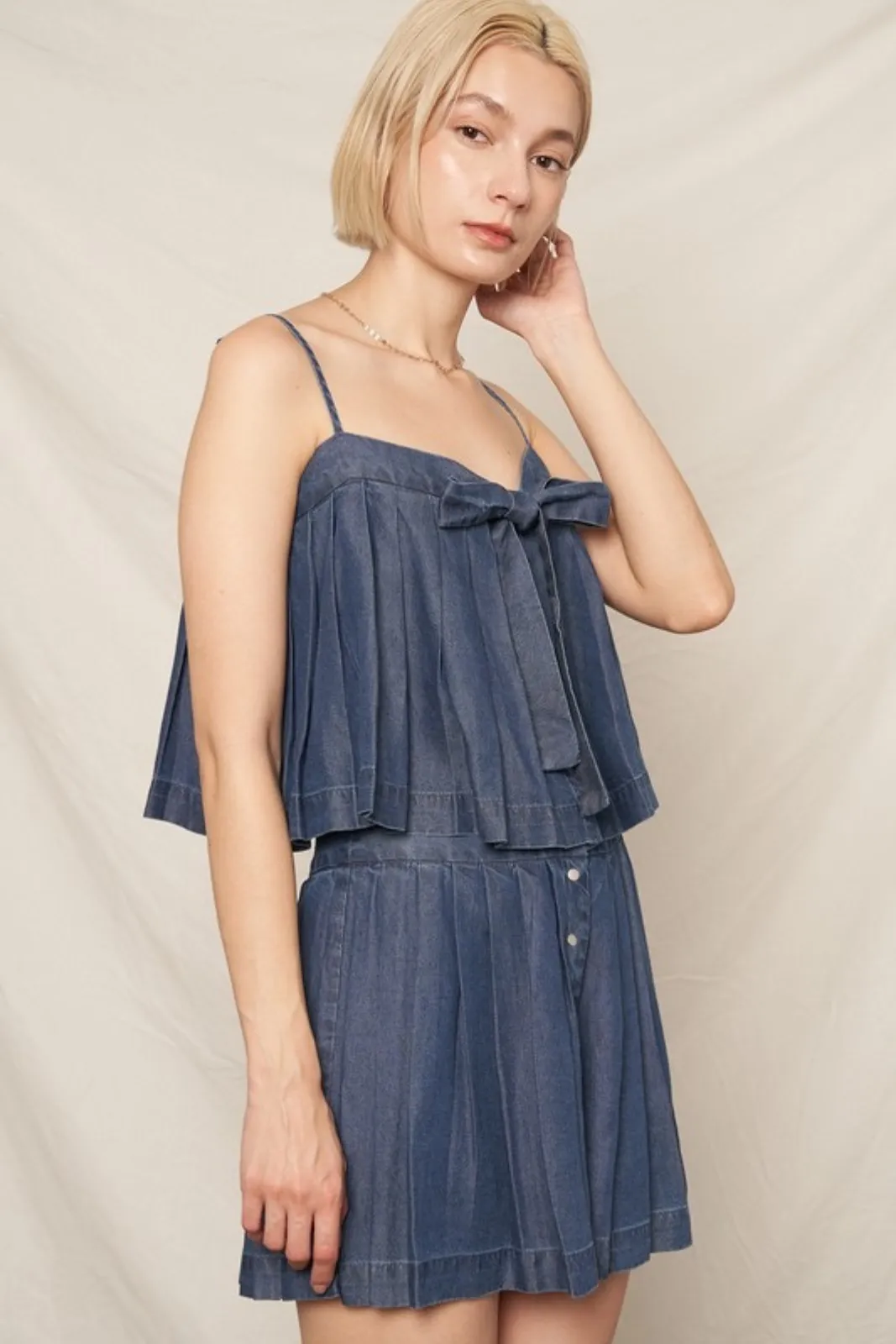 Riley Pleated Denim Shorts sold by fab'rik product image thumbnail 2