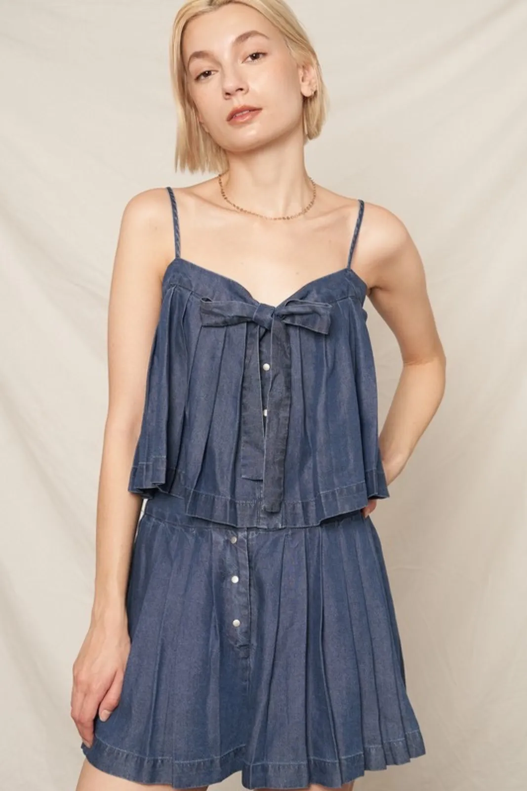 Riley Pleated Denim Tank Top sold by fab'rik product image thumbnail 2