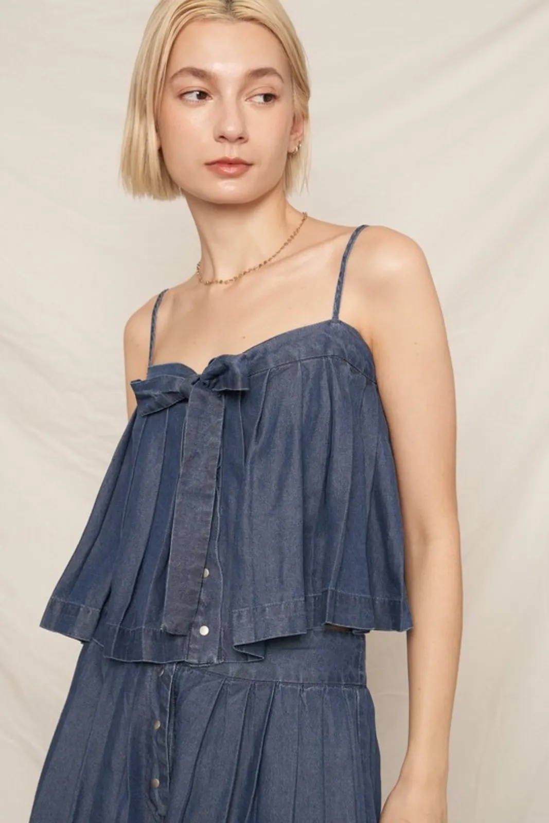 Riley Pleated Denim Tank Top sold by fab'rik product image thumbnail 3