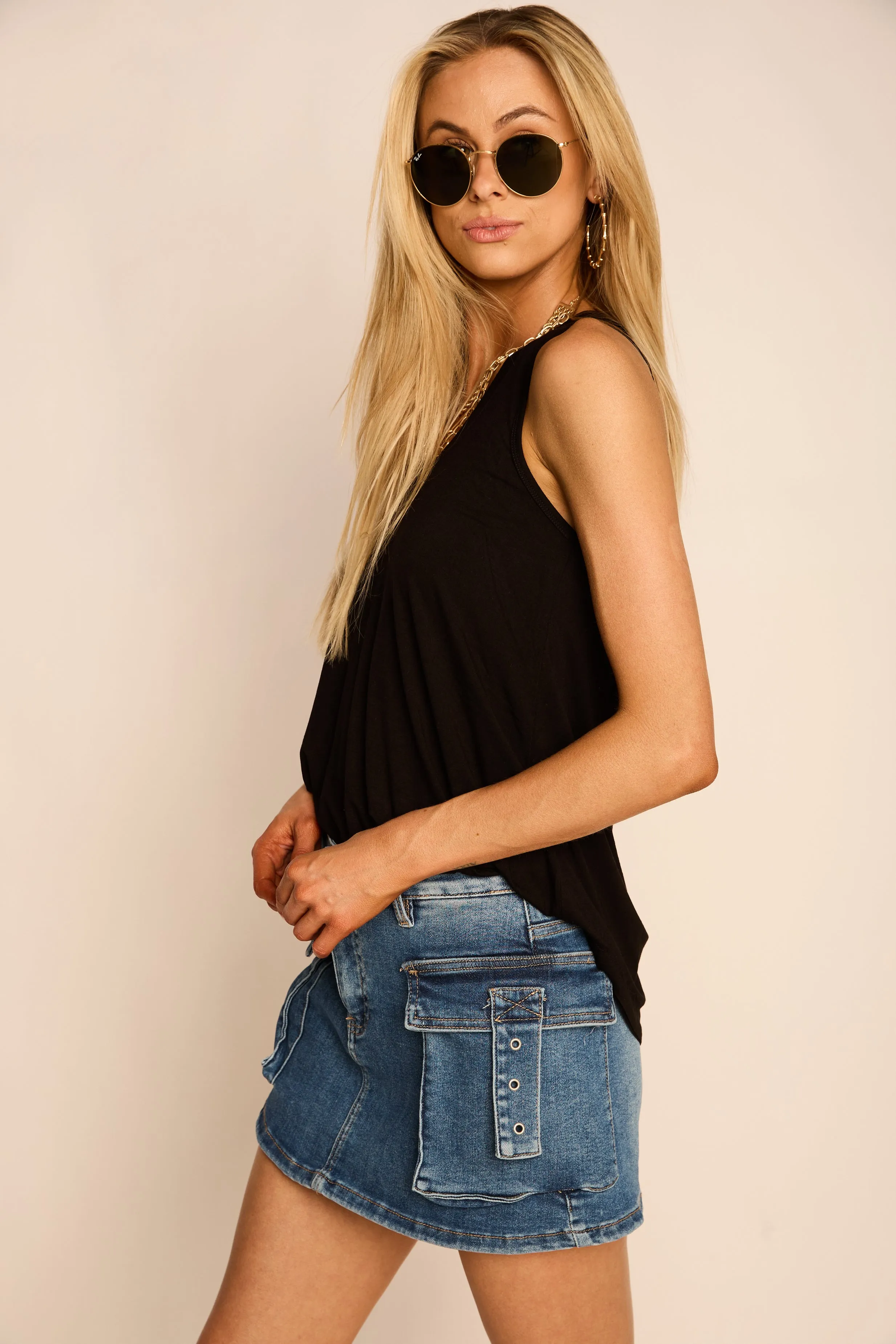 Dani Risen Denim Mini Skort sold by fab'rik product image thumbnail 2