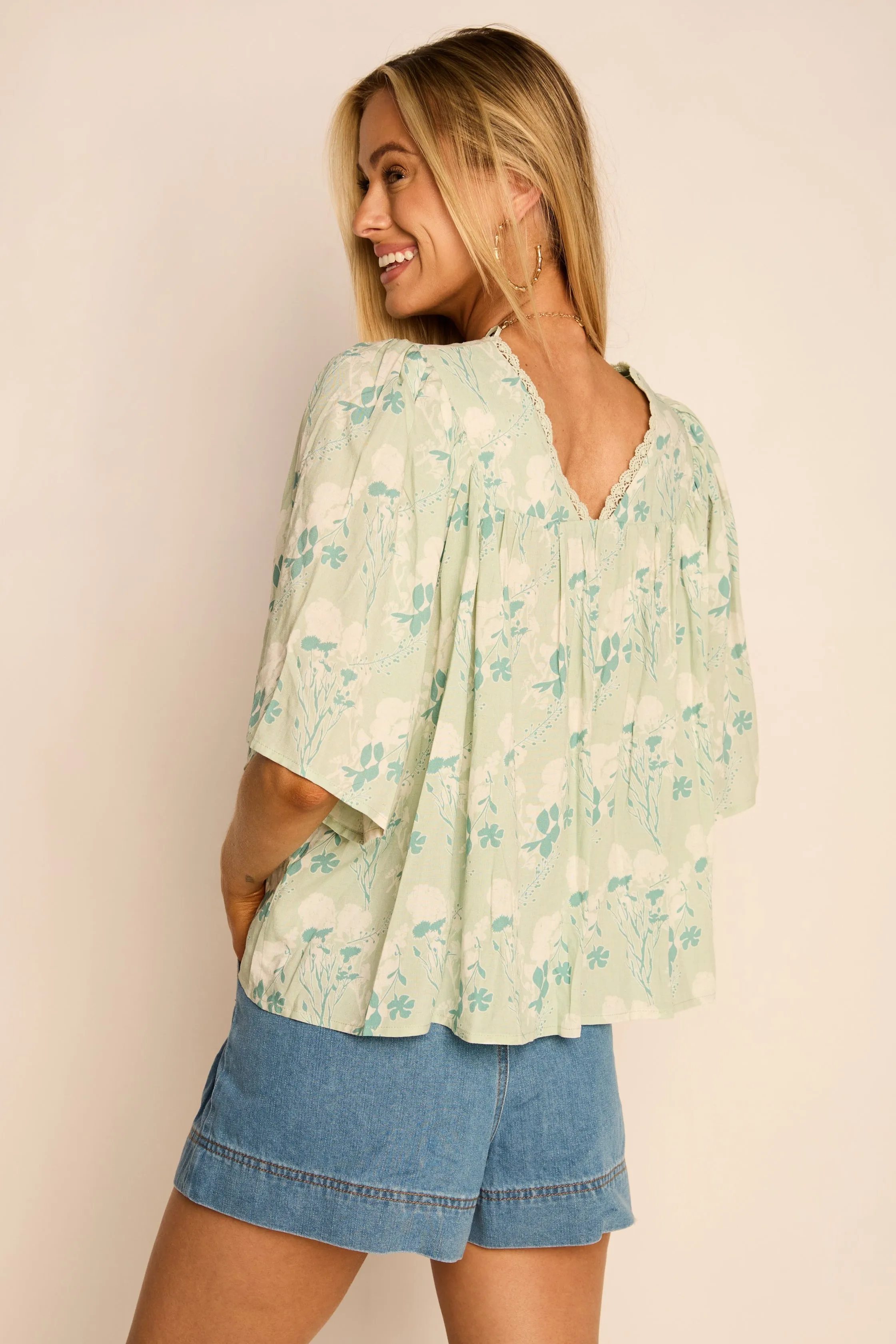 Lele Floral V Neck Blouse sold by fab'rik product image thumbnail 4
