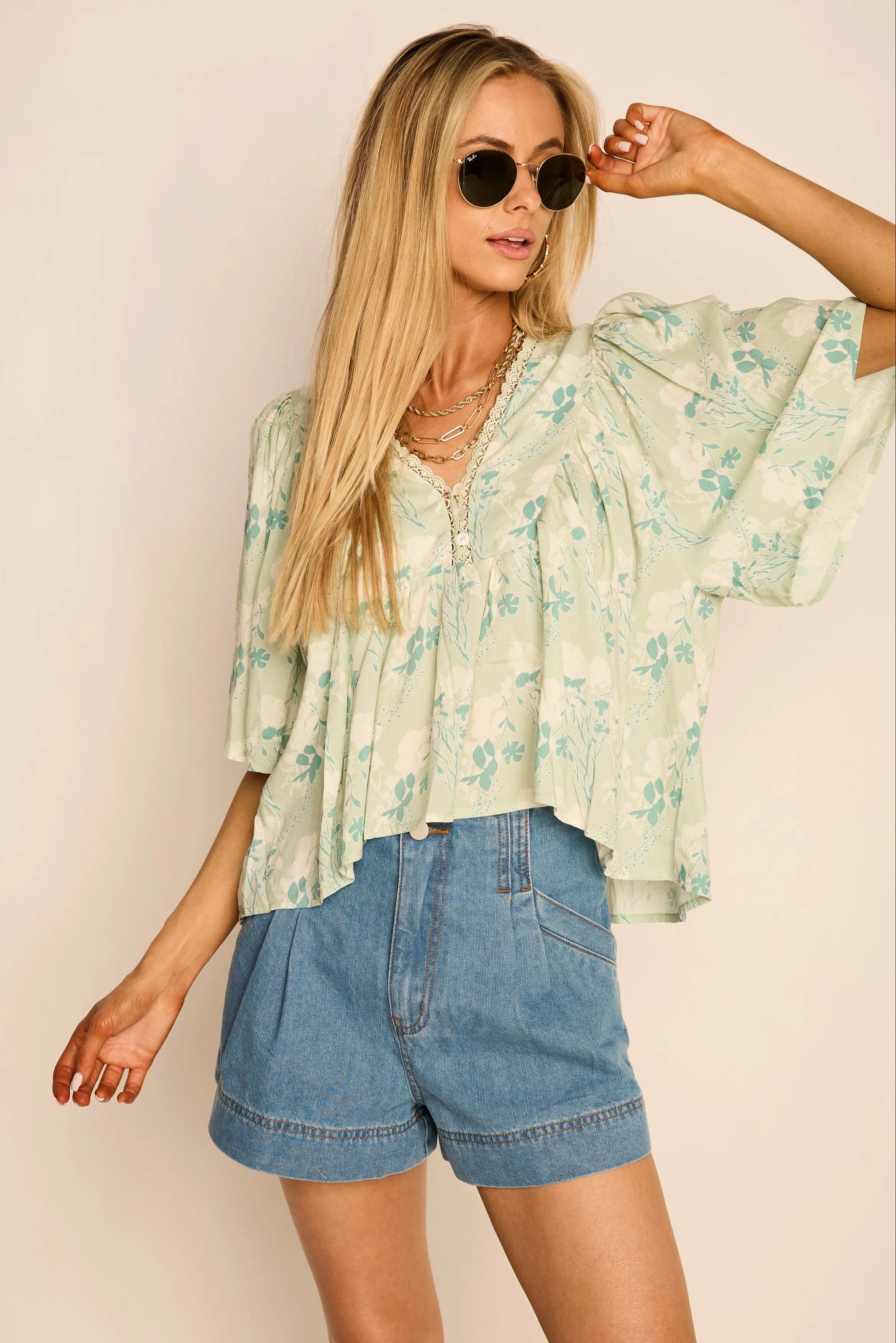 Lele Floral V Neck Blouse sold by fab'rik product image thumbnail 2