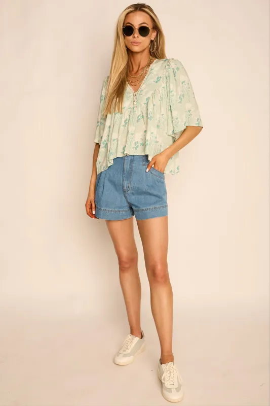 Lele Floral V Neck Blouse sold by fab'rik