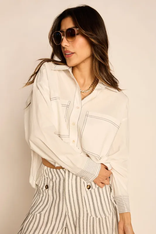 Kaia Structured Open Back Blouse sold by fab'rik
