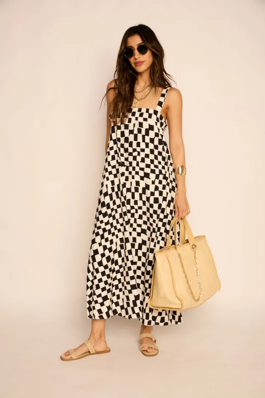 Isla Checkered Maxi Dress sold by fab'rik