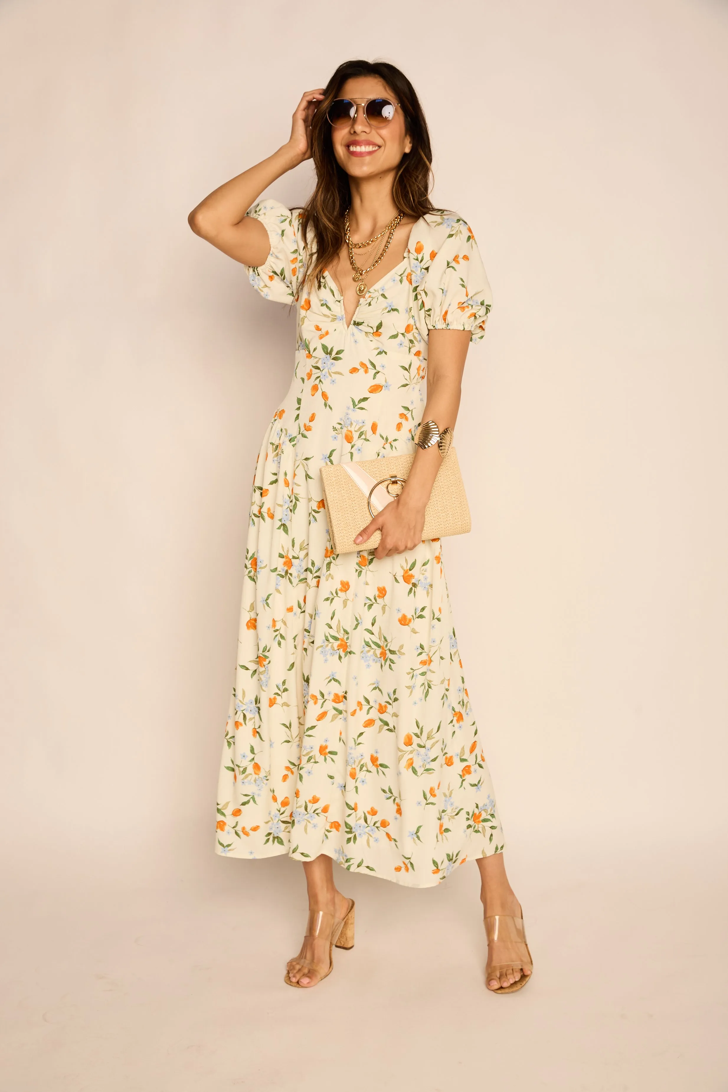 Olivia Puff Sleeve Maxi Dress sold by fab'rik