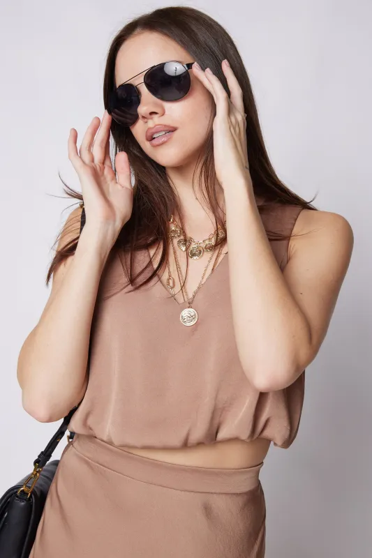 SALE - Maria Bubble Hem Crop Top sold by fab'rik