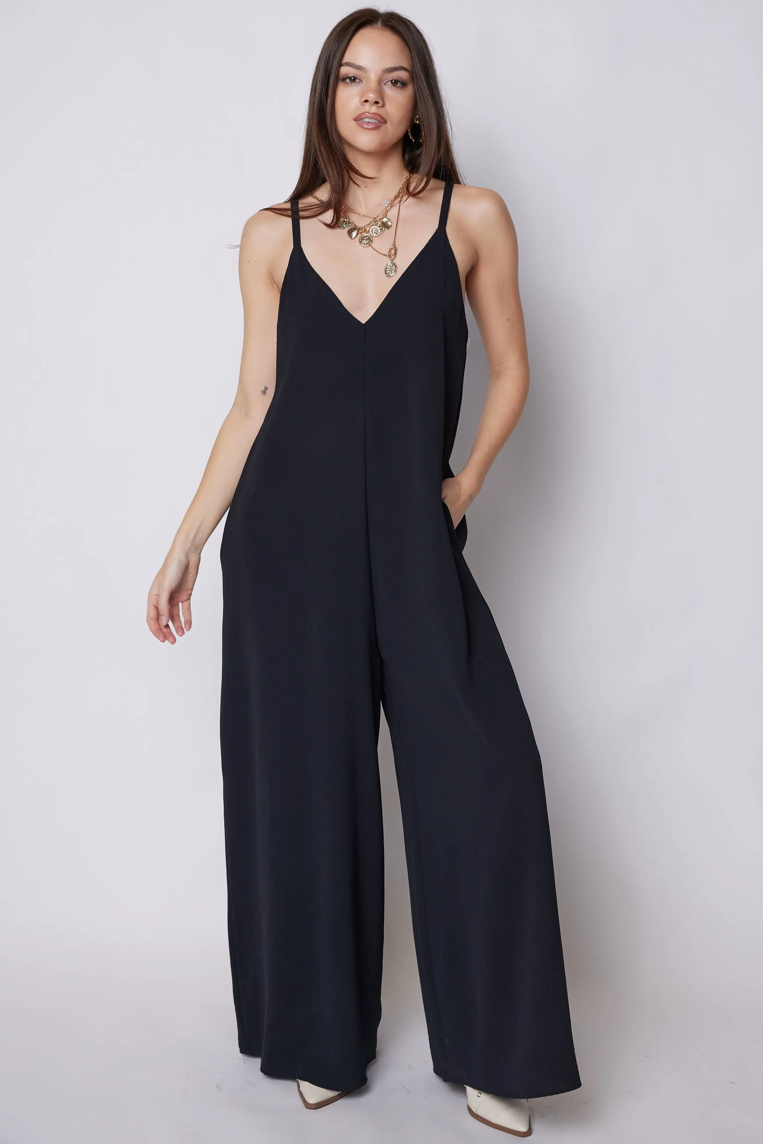 Cara Crepe Cami Jumpsuit sold by fab'rik