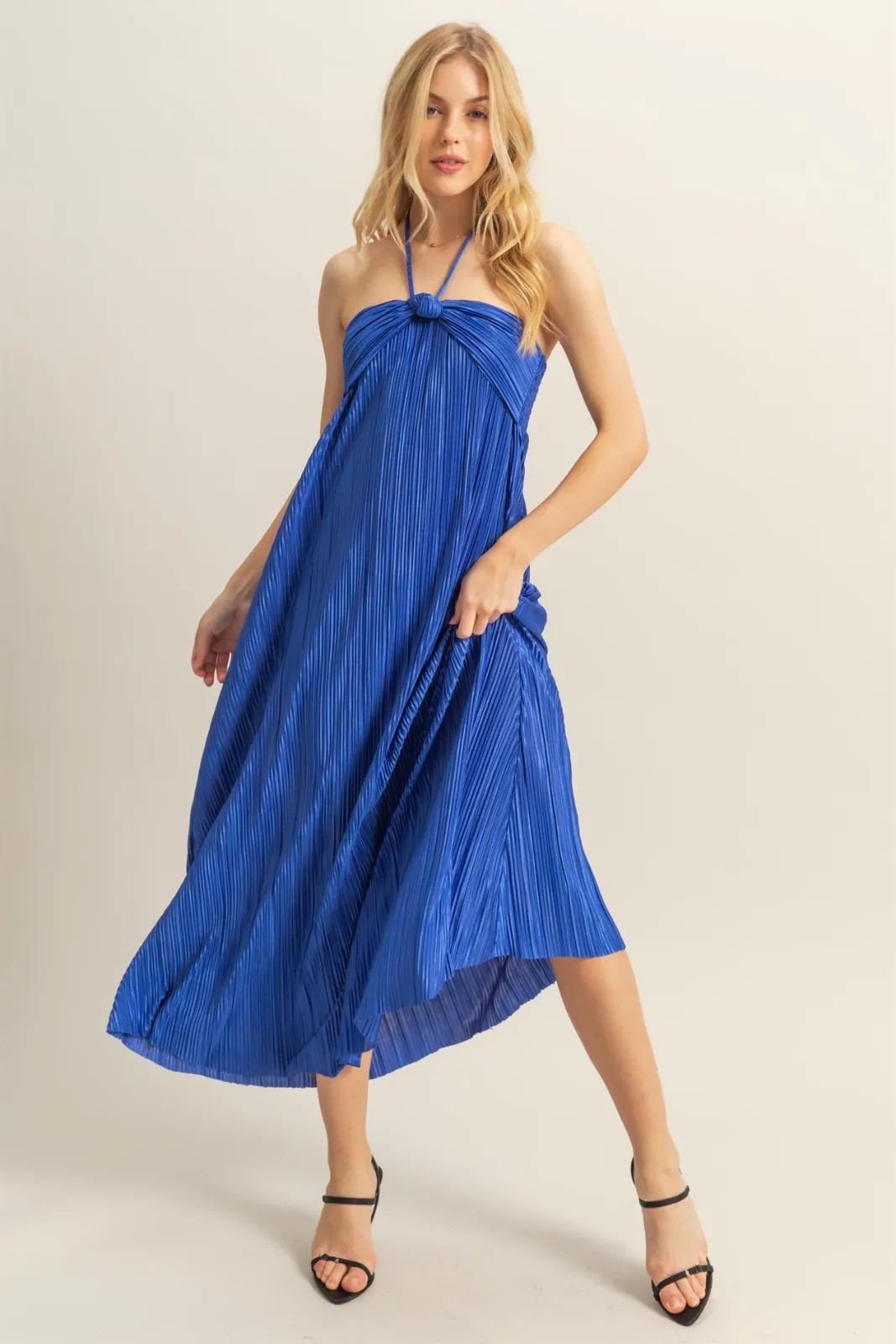 Ginny Pleated Halter Maxi Dress sold by fab'rik