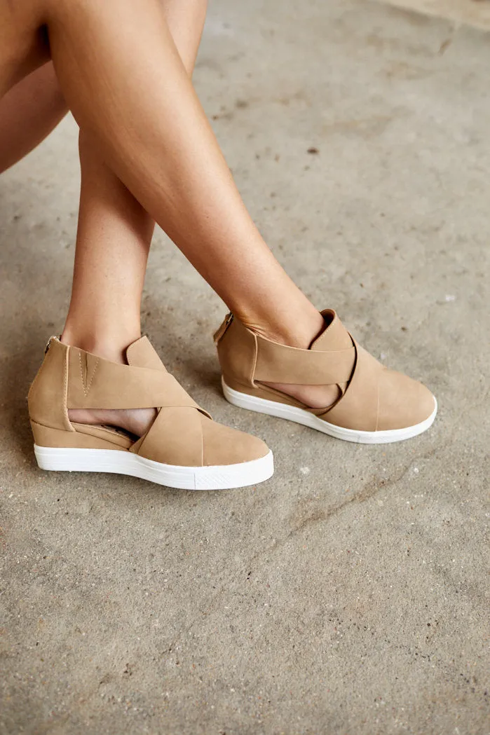 MELODY CUT OUT SNEAKER WEDGE - TOFFEE - 10 sold by fab'rik