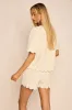 Isabel Embroidered Scallop Detail Button Top sold by fab'rik