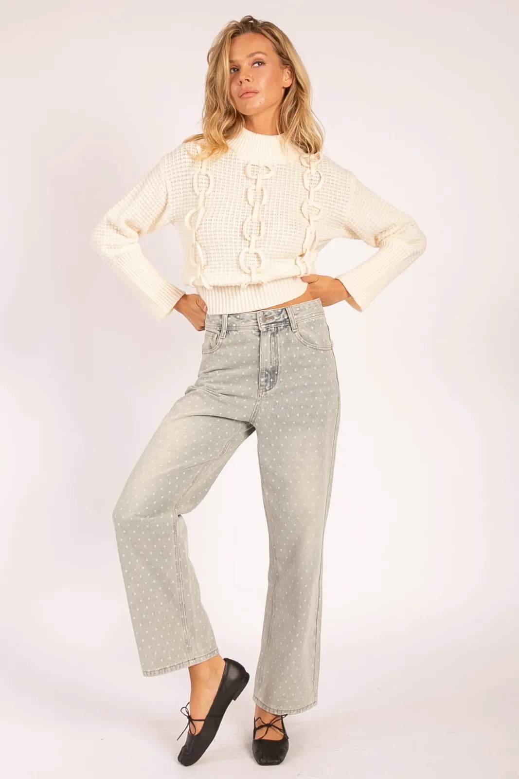 Kristina Washed Polka Dot Jean sold by fab'rik