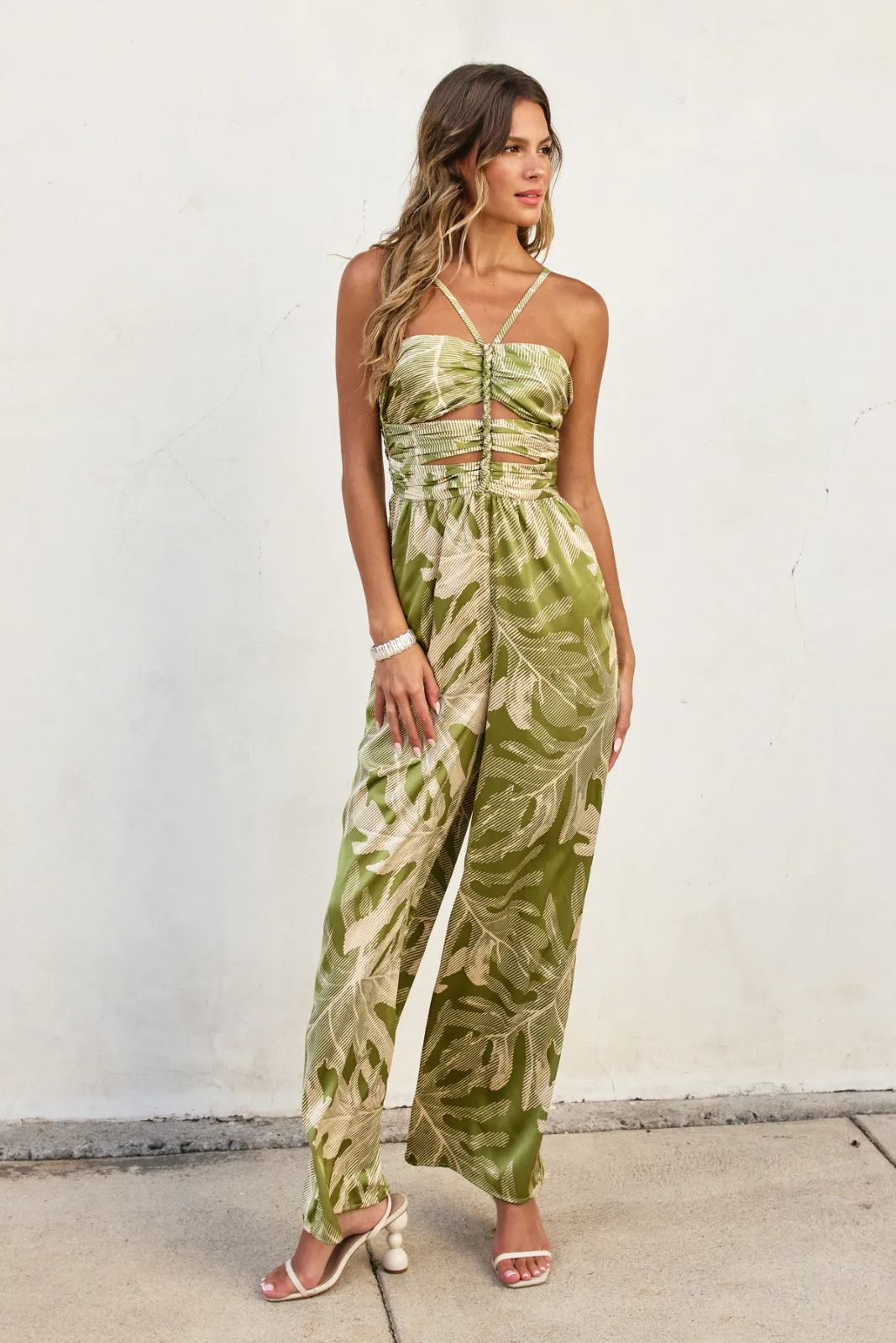 Aria Sleeveless Shirring Jumpsuit sold by fab'rik