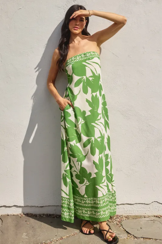 Annabelle Tube Top Tropical Maxi Dress sold by fab'rik