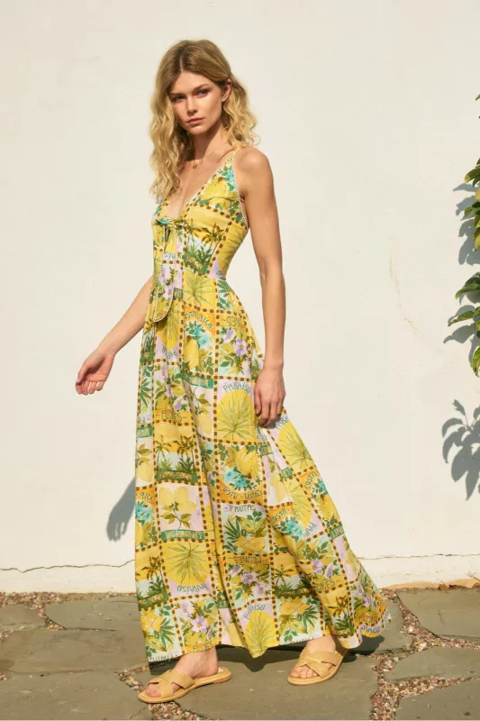 Callie Tie Detail Maxi Dress sold by fab'rik