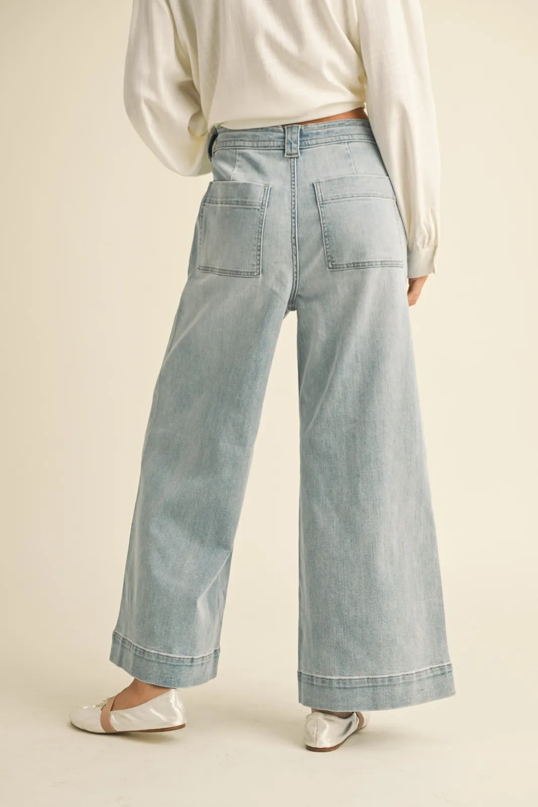 Alexia Tie Waist Washed Denim Pants sold by fab'rik product image thumbnail 5