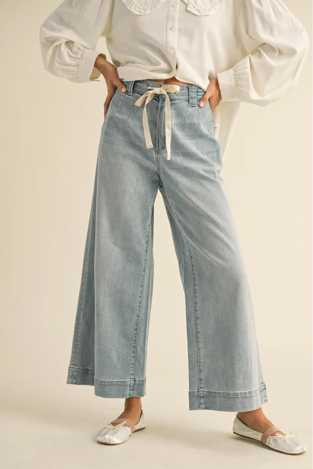 Alexia Tie Waist Washed Denim Pants sold by fab'rik product image thumbnail 2