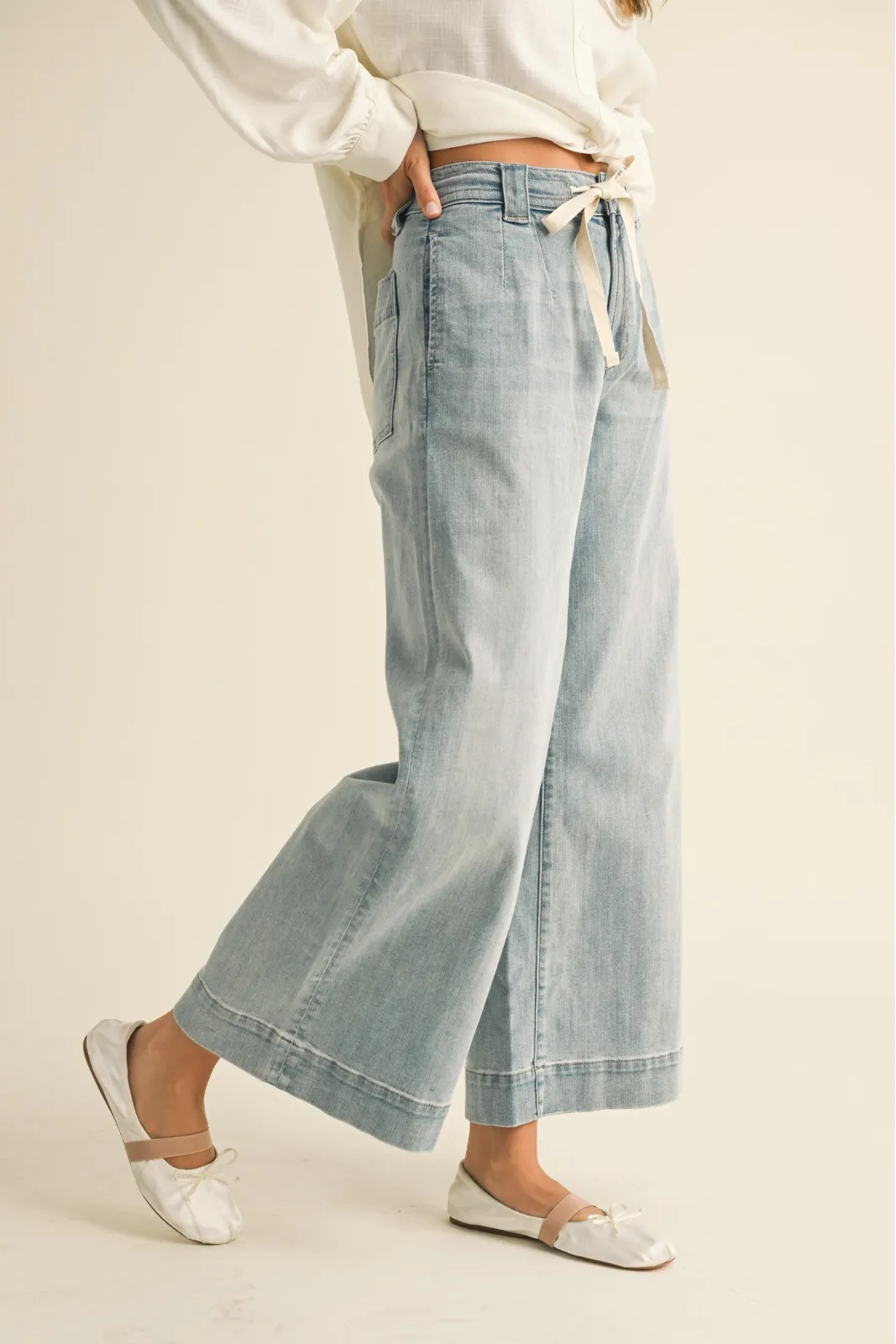 Alexia Tie Waist Washed Denim Pants sold by fab'rik product image thumbnail 3