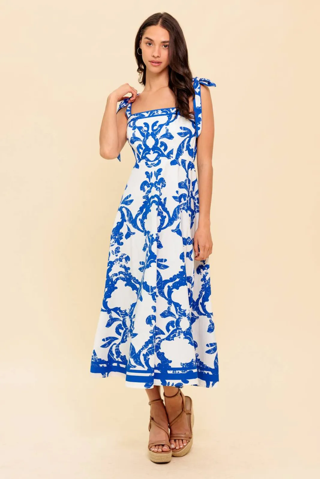 Jamie Pattern Shoulder Tie Maxi sold by fab'rik