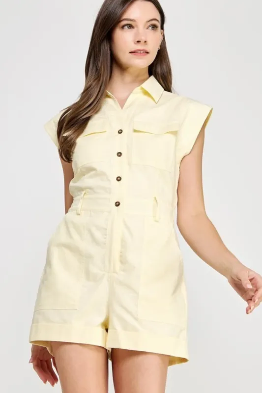 Ava Top Stitch Linen Romper sold by fab'rik