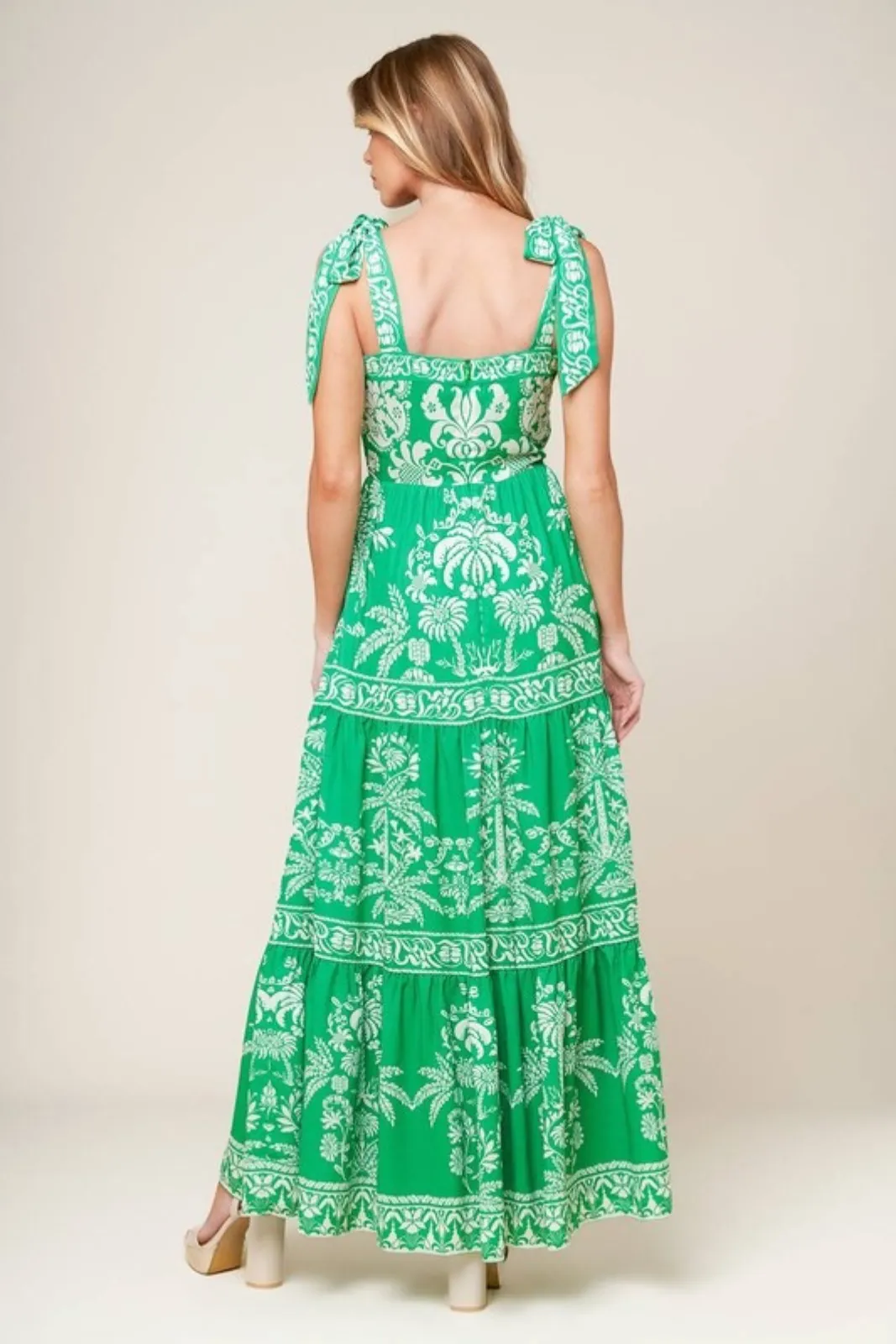 Grayson Palm Tree Print Tie Shoulder Maxi Dress sold by fab'rik product image thumbnail 4