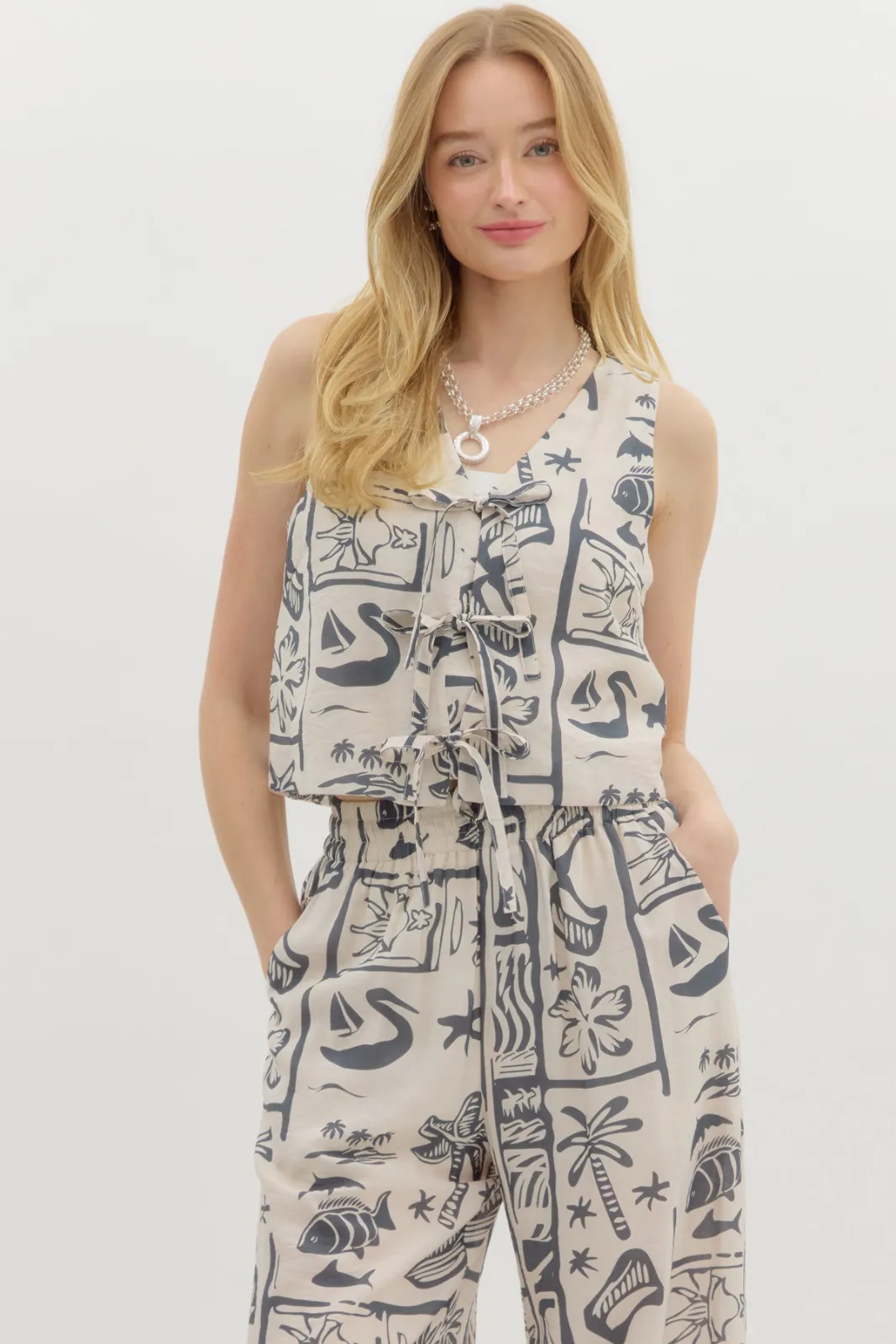 Kai Printed Tie Top sold by fab'rik