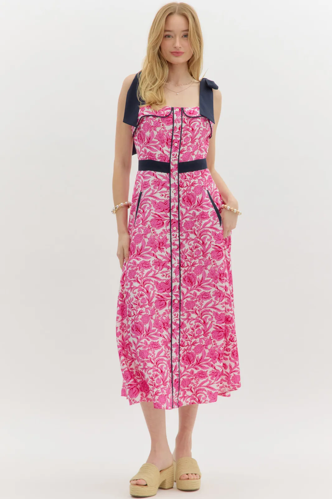 Gabrielle Tie Shoulder Button Up Midi Dress sold by fab'rik product image thumbnail 3