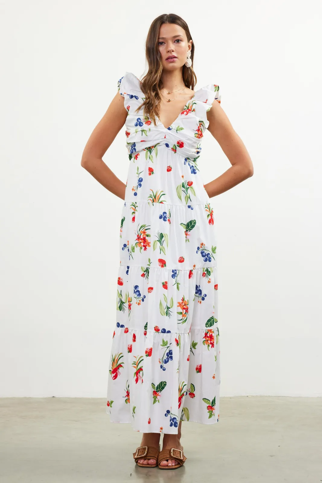 Frances V-Neck Fruit Dress sold by fab'rik product image thumbnail 2