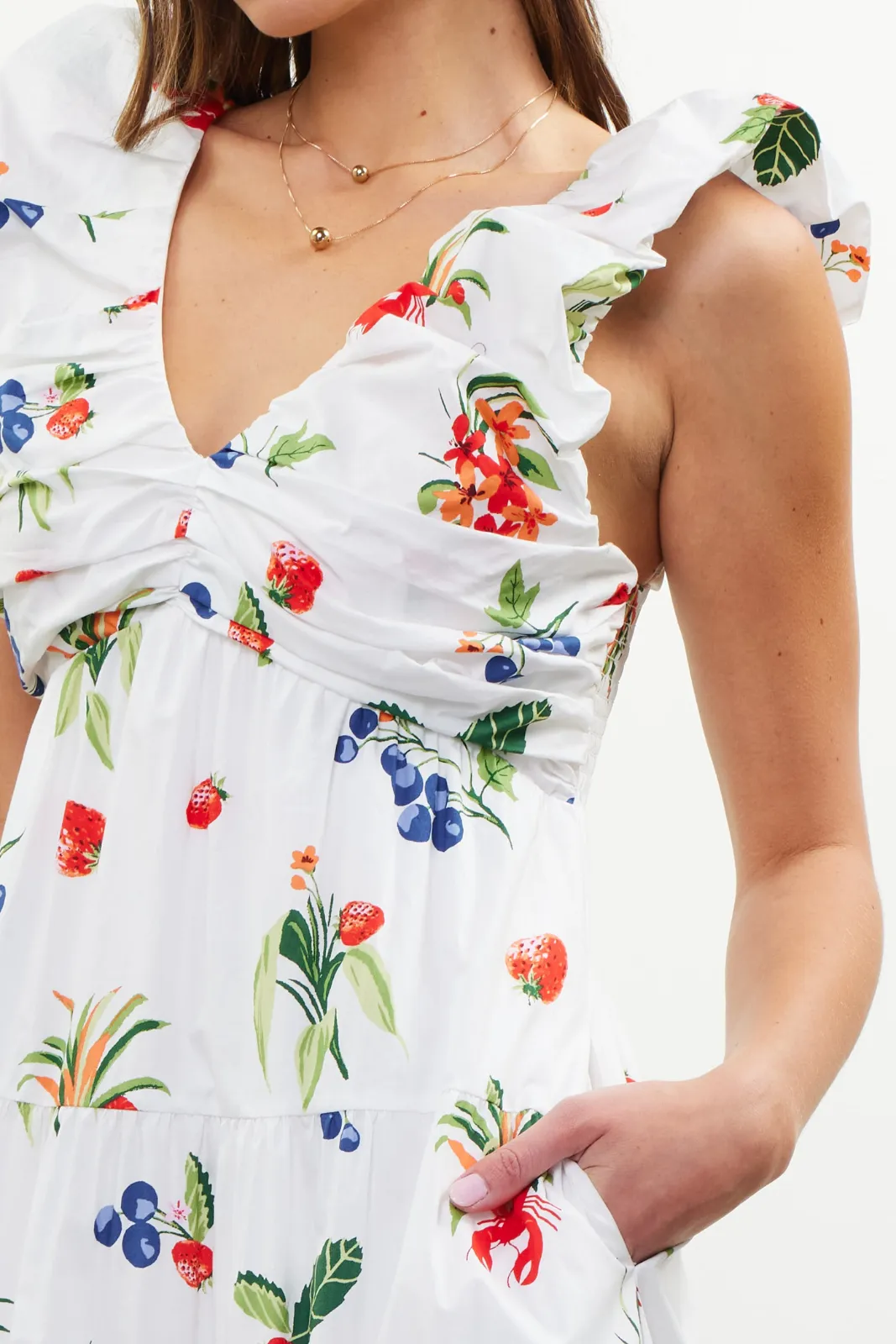 Frances V-Neck Fruit Dress sold by fab'rik product image thumbnail 5
