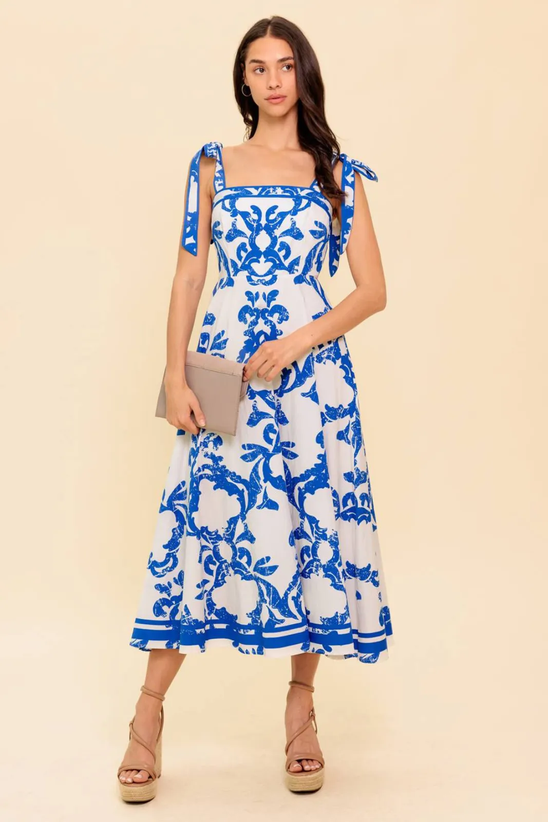 Jamie Printed Tie Shoulder Midi Dress sold by fab'rik product image thumbnail 4