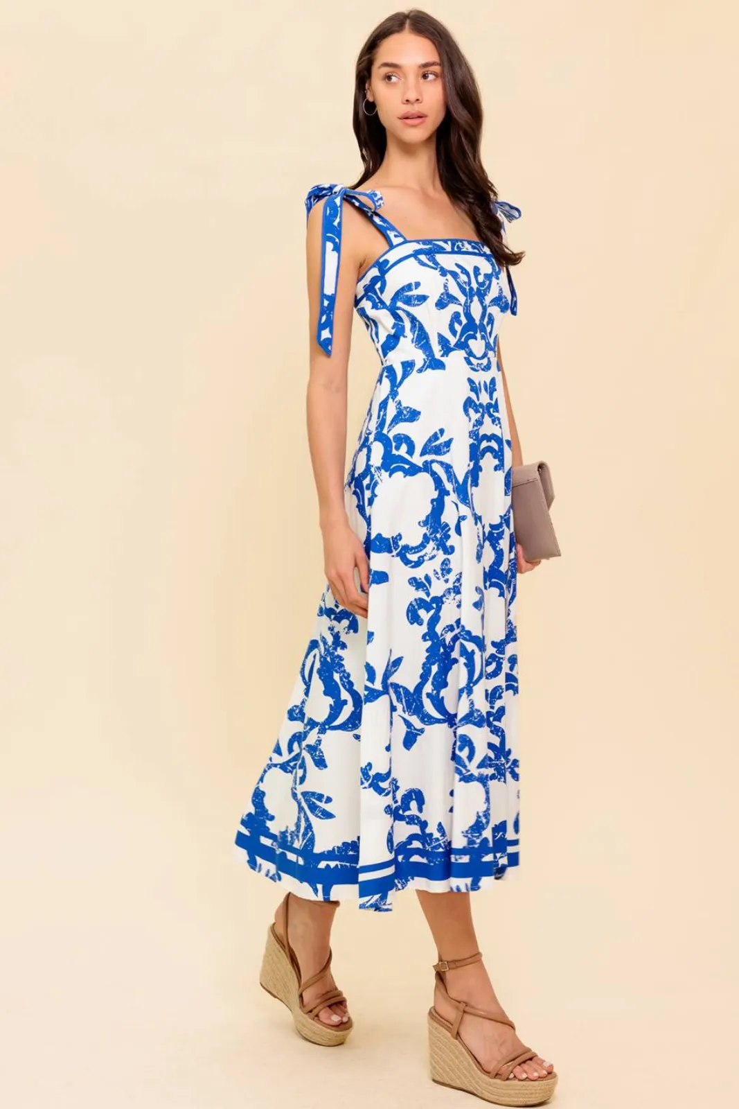 Jamie Printed Tie Shoulder Midi Dress sold by fab'rik product image thumbnail 3
