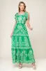 Grayson Printed Tie Shoulder Tiered Maxi Dress sold by fab'rik
