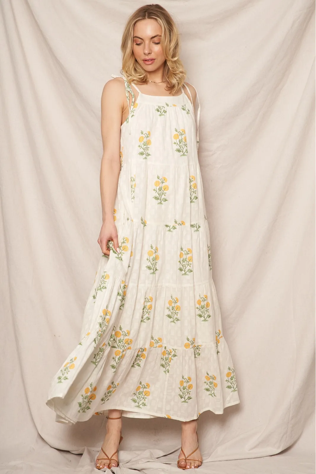 Shayla Printed Tiered Maxi Dress sold by fab'rik