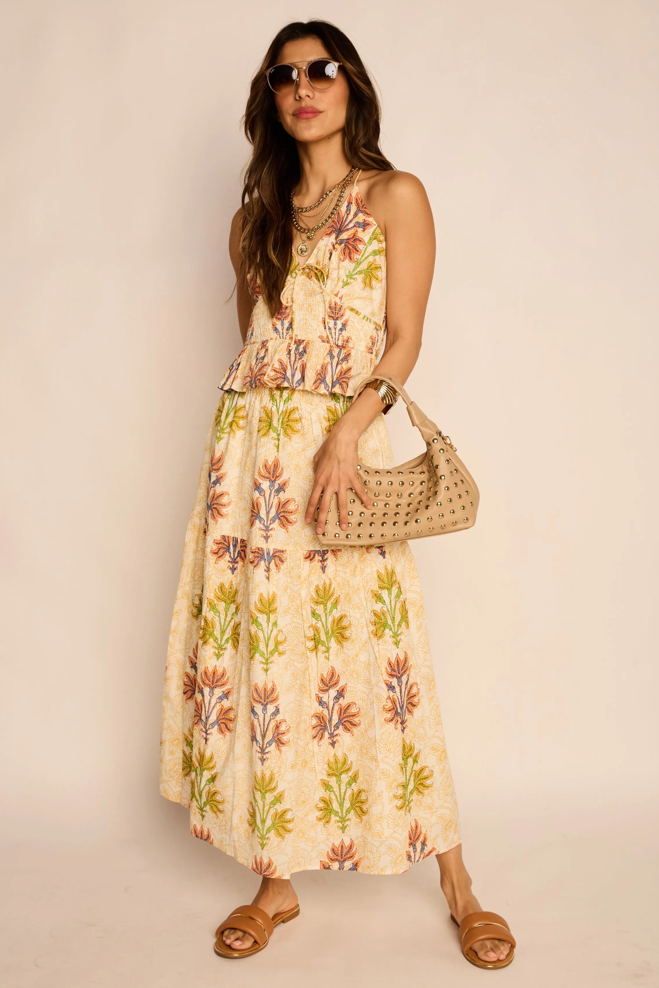 Jaci Printed Tiered Midi Skirt sold by fab'rik