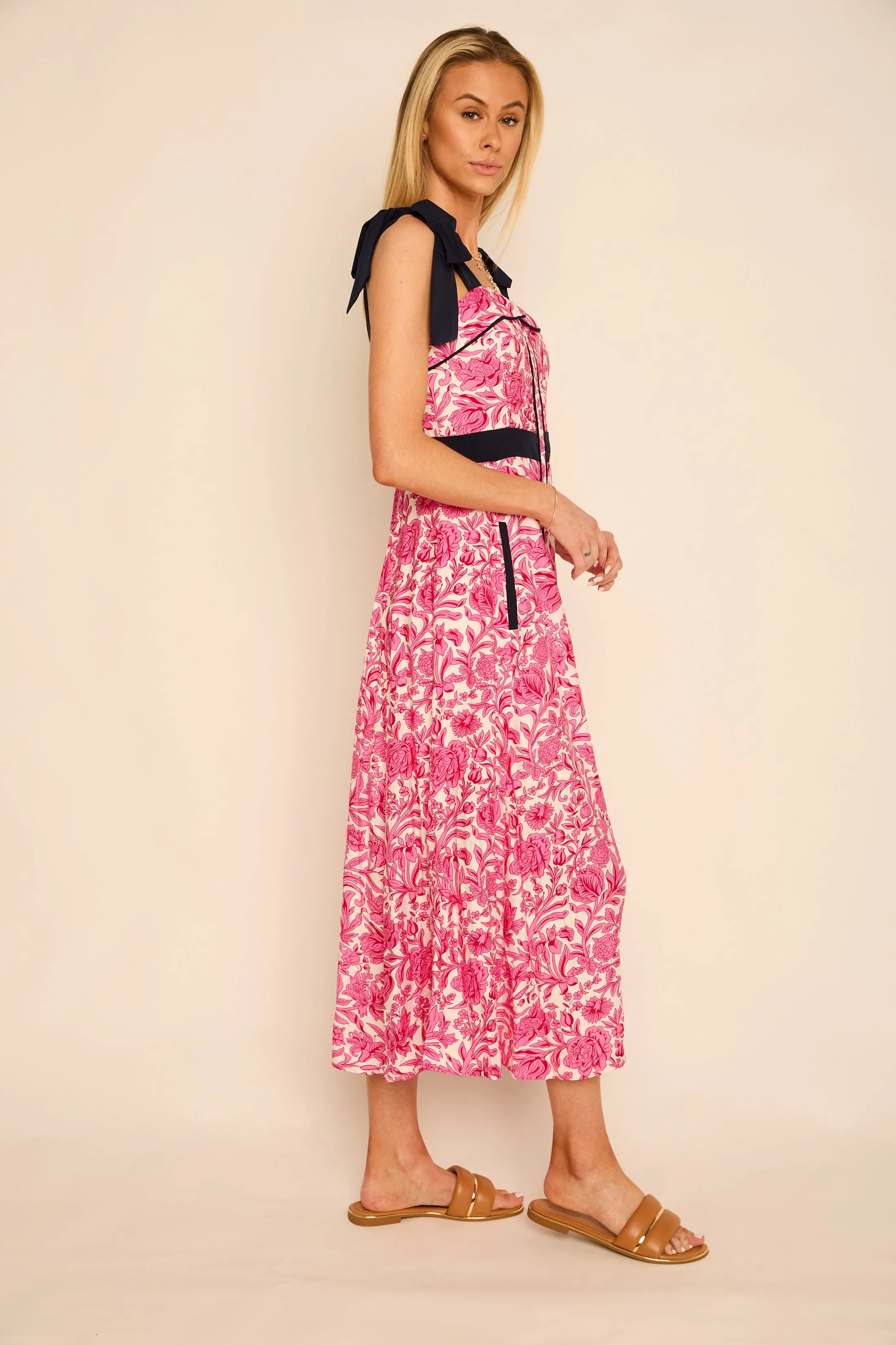 Gabrielle Tie Shoulder Button Up Midi Dress sold by fab'rik product image thumbnail 3