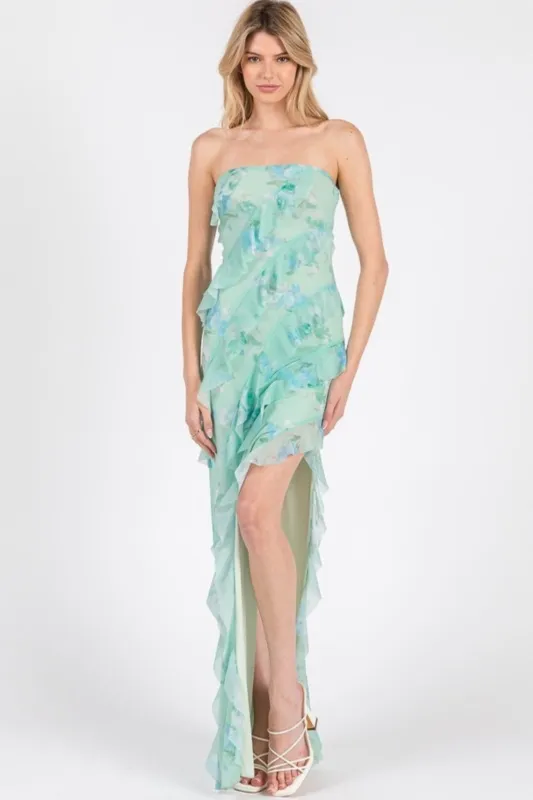 Lia Mesh Ruffle Maxi Dress sold by fab'rik